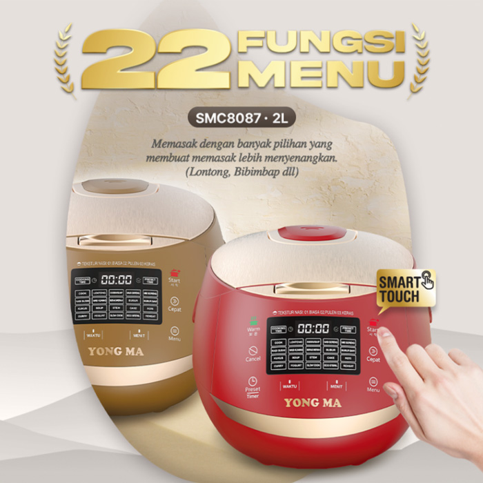 Yong Ma Digital Rice Cooker 2 L - SMC8087 | SMC 8087 Merah